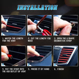 10pcs Car Accessories Interior Soft PVC AC Air Conditioner Outlet Overlay Strip Decoration Cover Trim Kit Universal Fit, Red