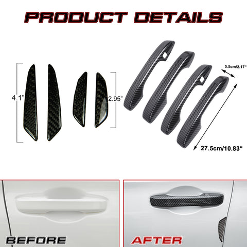 Carbon Fiber Style Door Handle+Door Edge Protect Trim For Honda Civic 11th 2022+