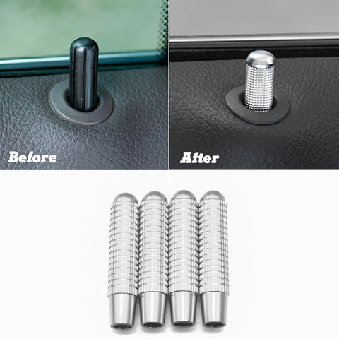 Xotic Tech Bolt On Door Lock Knobs Pin Cover Trim Compatible with Mercedes Benz CLA GLA W117 C117 X156 2014-up (Silver Aluminum) - 4PCS