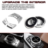 Set of Silver Multi-Media IDrive Button Cover Trim For BMW 2 3 4 5 Series X5 X6