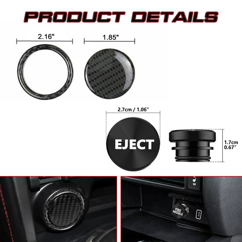 Real Carbon Fiber Engine Start + Black Cigarette Eject Button Trim For Toyota 86