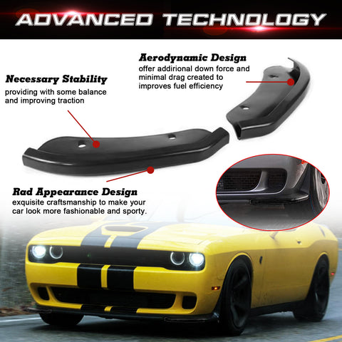 For Challenger SRT Hellcat 2015-2023 Black Bumper Corner Spoiler Protector Trims