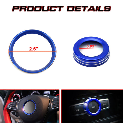 Blue Steering Wheel Logo Volume Ring Cover For Mercedes-Benz C CLA GLE 2015-up