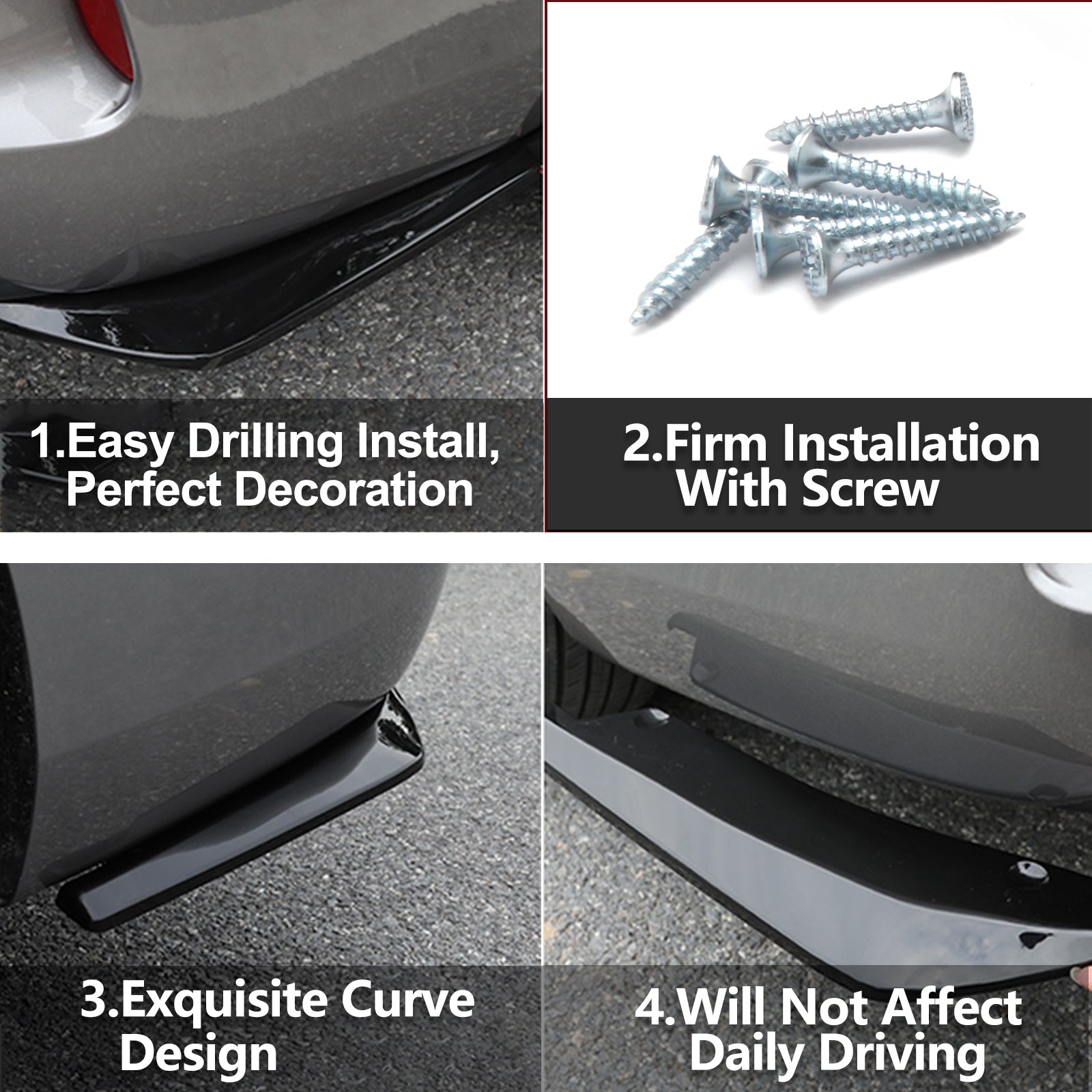 JDM Universal Rear Bumper Canard Diffuser Splitter Valence Spoiler Fin ...