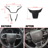 For Honda Civic 10th Gen 2016-21 Carbon ABS Steering Wheel Lower Upper Cover Kit