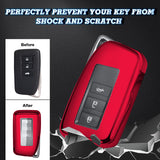 Xotic Tech Red TPU Key Fob Shell Full Cover Case w/ Keychain, Compatible with Lexus NX RX 250 GS IS RC 300 Smart Keyless Entry Key