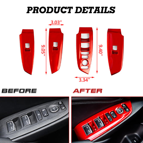 Xotic Tech Inner Window Lift Door Lock Switch Control Panel Cover Trim, Sporty Red, Compatible with Honda Accord 10th Gen 2018-2022