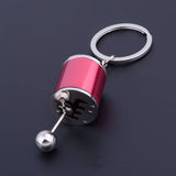 Metal Gear Shift Knob Stick Box Shifter 6-Speed Keychain Fob Ring for all Keys[Blue\Black\Red\Silver]