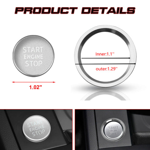 For Audi A4 A5 2009-up Silver Aluminum Engine Ignition Push Button Cover Trim