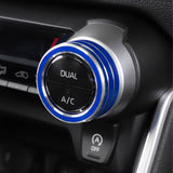 2PCS Blue Aluminum AC Climate Knob Ring Overlay Trim For Toyota RAV4 2019-2023