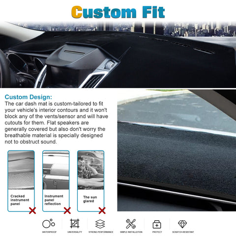 Center Console Dashboard Mat Pre-Cut Non-Slip Sunshield Sun Glare Protector Dash Carpet Pad Black Cover Compatible with Ford Escape 2014-2019