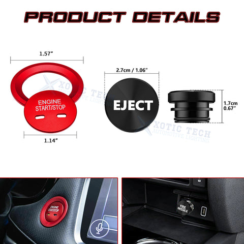 Engine Start + Black Cigarette Lighter Eject Button Trim For Chevrolet Cadillac