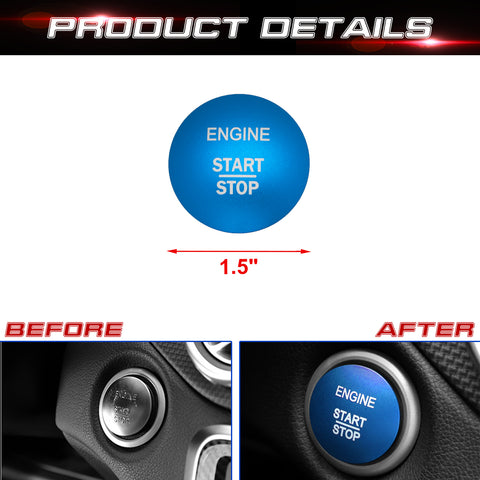 Aluminum Keyless Start Engine Stop Push Button Stickers Cover Trim Compatible with Mercedes Benz B C E S G CL SL ML GL CLA GLA GLC GLK GLS Class(Blue)