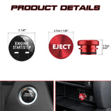 Real Carbon Engine + Red Cigarette Lighter Eject Button Trim For Chevrolet GMC