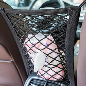 Car Seat Storage Mesh Organizer, Universal Car Seat Organizer Cargo Net Hook Pouch Holder for Purse Bag Phone Tissues, Dog Car Net Barrier, Pets Children Kids Disturb Stopper