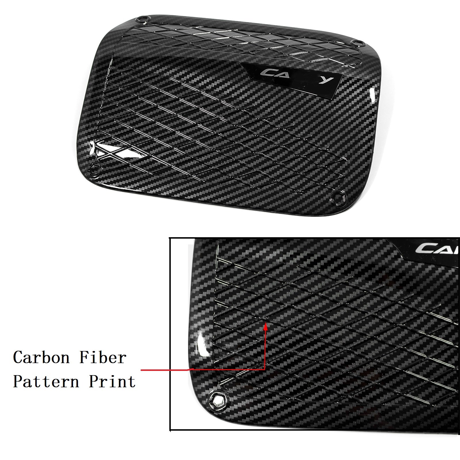Xotic Tech Carbon Fiber Pattern Gas Fuel Tank Cap Overlay Trim For Toyota RAV4 2019-2025