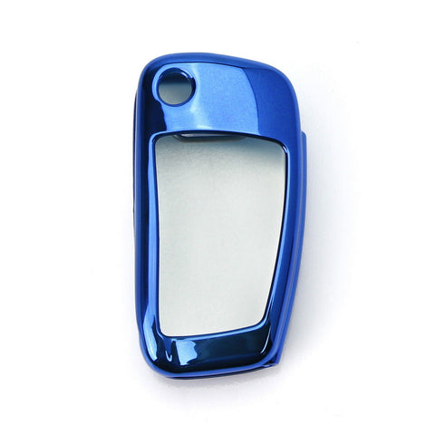 For Audi Key Fob Cover Case, Soft TPU Key Shell Cover Holder Protector Compatible with Audi A1 A3 A4 A5 A6 Q3 Q7 R8 A6L TT Flip Key 3 Buttons, Blue