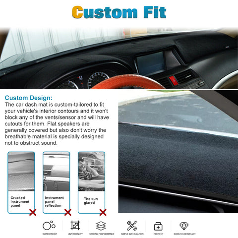 Center Console Dashboard Mat Pre-Cut Non-Slip Sunshield Sun Glare Protector Dash Carpet Pad Black Cover Compatible with Ford Focus 3 MK3 2012-2018
