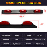 Red Lens 9-LED Truck Rear Tailgate or Trailer LED Light Bar Compatible With Ford F-150 F-250 F-350 F-450 Dodge RAM 1500 2500 3500 Chevy Silverado, GMC Sierra, etc