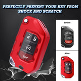 Red Soft TPU Anti-dust Remote Control Key Fob Cover w/Keychain For Jeep Wrangler 2018-21