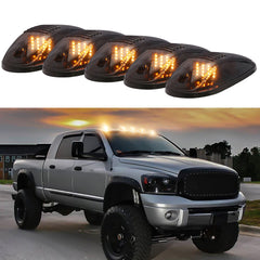 Smoked Lens Amber 16-SMD LED Cab Roof Marker Light Assembly Kit Rooftop Driving Lamp For Dodge RAM 1500 2500 3500 Chevy Silverado GMC Sierra Toyota Pickup Truck etc