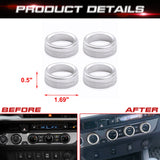 For Toyota Tacoma 16-2023 Silver AC & 2WD/4WD Switch Control Knob Rings Cover