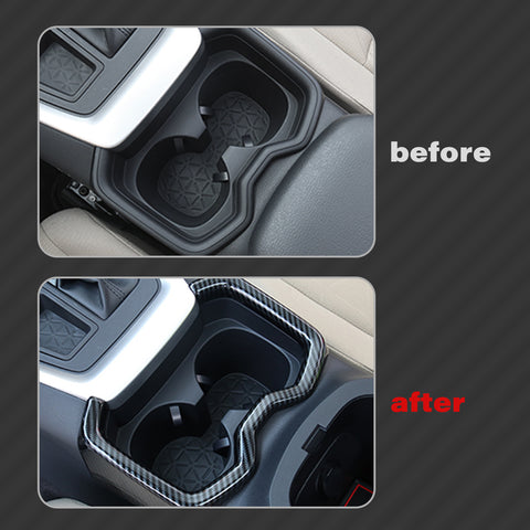 Set Carbon Fiber Style Center Console Gear Shift Box Water Cup Holder Accessories Cover Trim Combo Kit, Compatible with Toyota Rav4 2019-2024