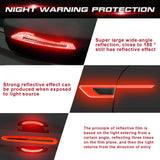 Car Side Door Marker Rearview Mirror Edge & Door Handle Protector Guard Cover Warning Sticker Set, Carbon Fiber Pattern w/ Reflective Safety Strip (Red)