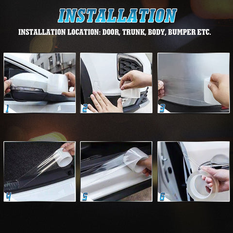 Car Door Sill Plate Bumper Protection Film Anti Scratch Strip Sticker Universal Fit, Clear Color ( Length: 3M )