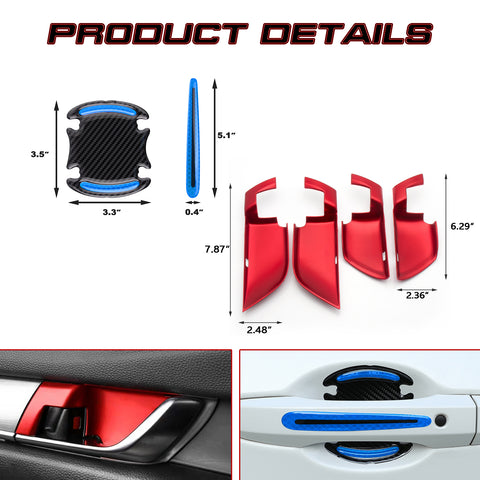 Set Inner + Exterior Door Handle Bowl Trim For Honda Accord 10th Gen 2018-2022