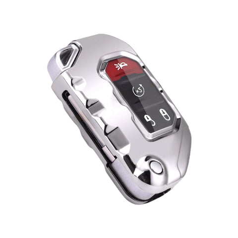 Silver TPU Remote Folding Key Cover Case Protector Skin For Jeep Wrangler 2018-2021
