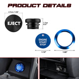 Blue Aluminum Engine Start + Black Cigarette Lighter Eject Button Trim For Ford