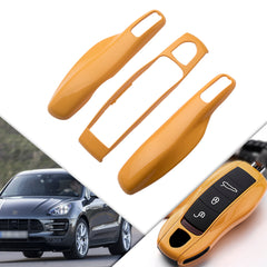 Yellow Smart Key Case Protector Skin For Porsche Cayman Carrera Macan Panamera