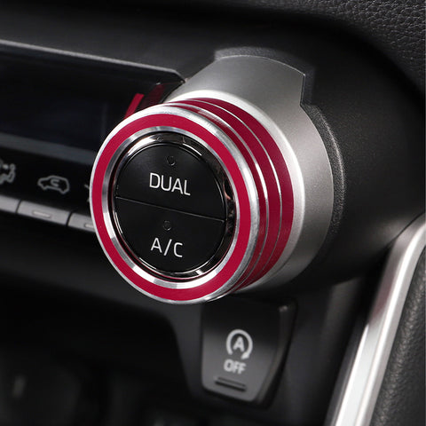 Red Centre Console AC Climate Control Knob Ring Cover For Toyota RAV4 2019-2023