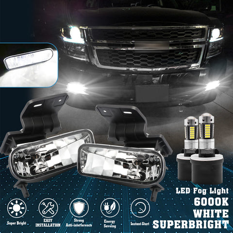 6000K White 880 881 LED Fog Lights w/Bracket For Chevy Silverado 1500 2500 3500