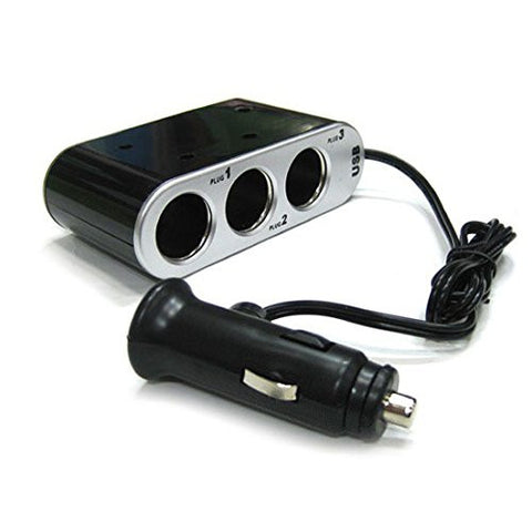 1 Set LED USB Triple 12V Car Cigarette Adapter Splitter Charger Socket w/ Switches for cell phones, tables, etc.