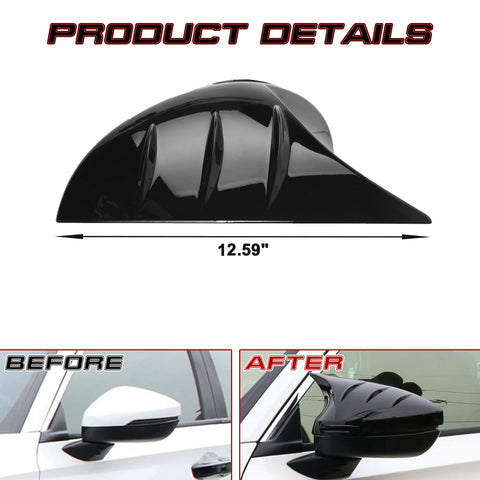 2Pcs Glossy Black Rearview Side Mirror Cover Trim Protector For Honda Civic 11th