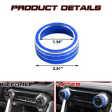 2PCS Blue Aluminum AC Climate Knob Ring Overlay Trim For Toyota RAV4 2019-2023