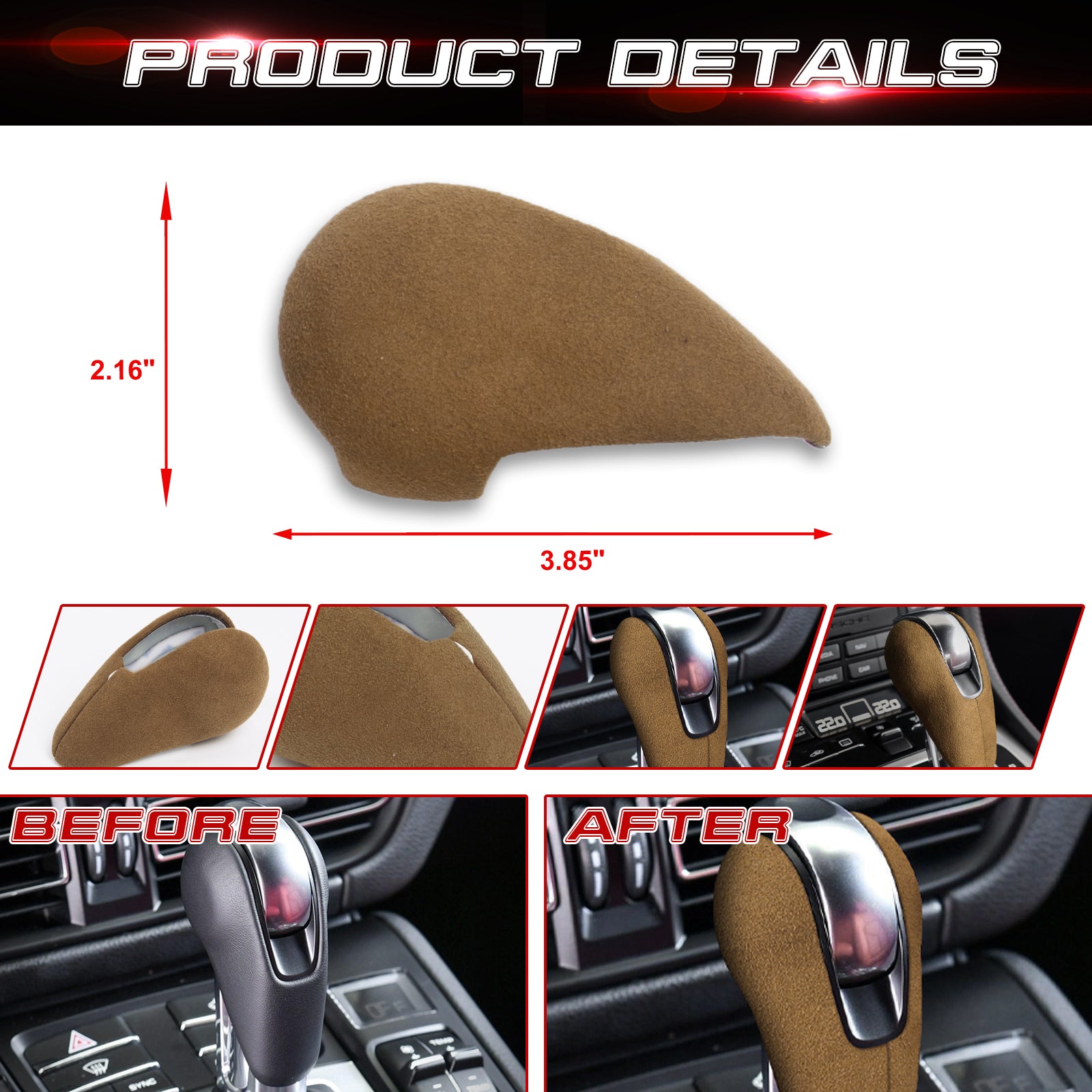 Alcantara Leather Gear Shift Knob Cover Trim Decals For Porsche