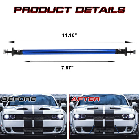 2pc Adjustable 7.87'' Front Bumper Lip Splitter Diffuser Strut Rod Tie Bars Compatible with Most Vehicles [Blue]