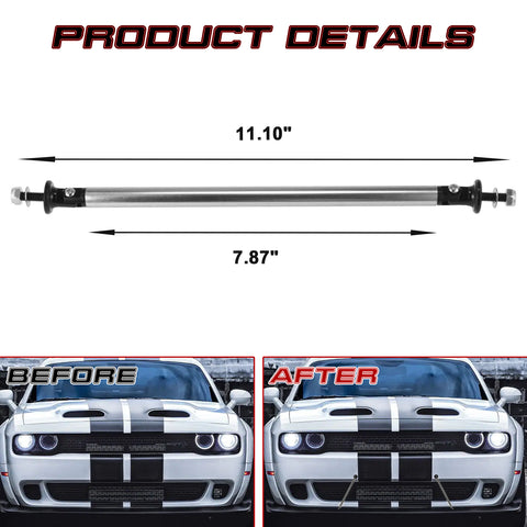 2pc Adjustable 7.87'' Front Bumper Lip Splitter Diffuser Strut Rod Tie Bars Compatible with Most Vehicles [Silver]