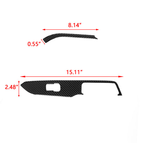 4X Inner Carbon Fiber Window Switch Frame Cover Trim For Ford Mustang 2015-2022