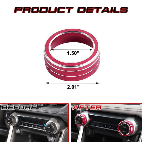 Red Centre Console AC Climate Control Knob Ring Cover For Toyota RAV4 2019-2023