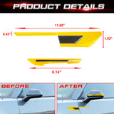 Car Side Door Marker Rearview Mirror Edge Protector Guard Cover Sticker Set, Carbon Fiber Pattern w/ Reflective Safety Strip (Yellow)