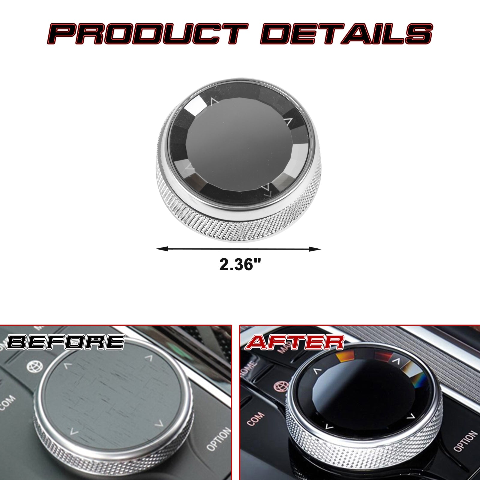 Crystal Multi-Media IDrive Controller Button Cover Trim For BMW 2 3 4