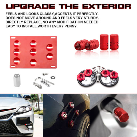 Set Tow License Plate + Air Valve Cap + Release Fastener For Toyota Camry SE XSE