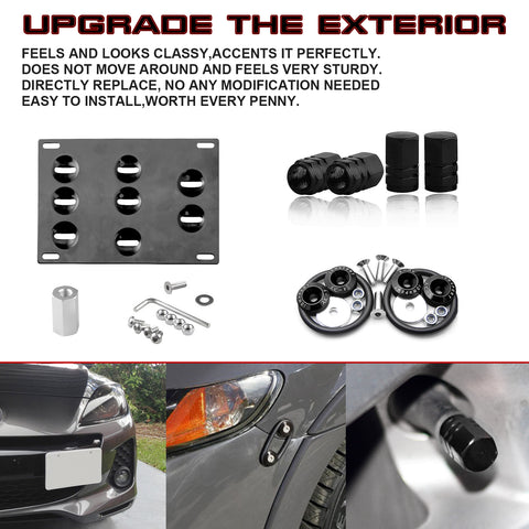 Set Tow Hook License Plate + Air Valve Cap + Release Fastener For Mazda 3 6 CX-5