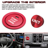 Red Aluminum Engine Start + Cigarette Lighter Eject Button Trim For Toyota Camry