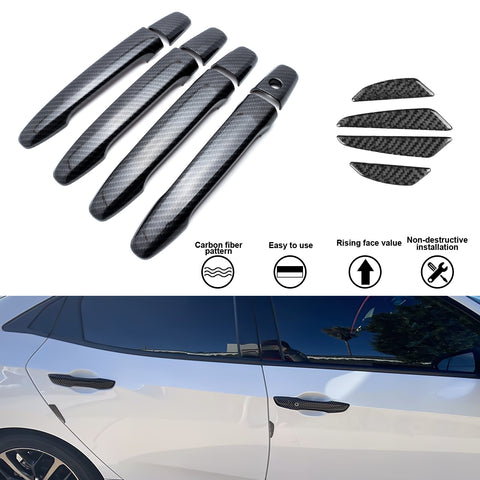 Door Handle+Carbon Fiber Door Edge Protect Trim For Mitsubishi Lancer 2008-2017