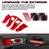 Red Inner + Exterior Door Handle Bowl Cover Trim For Honda Civic 11th Gen 2022+